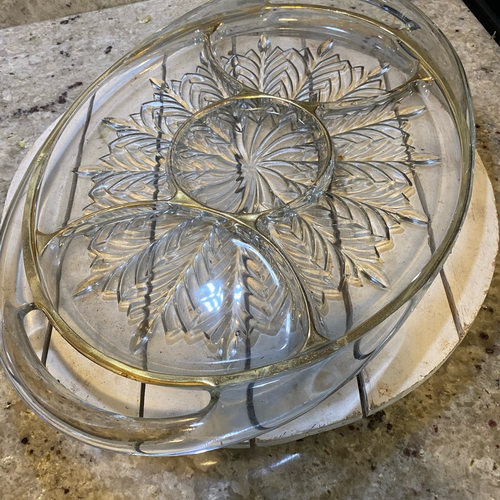 Clear Glass Divided Serving Platter‎